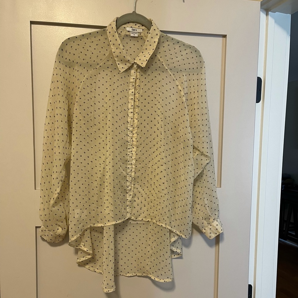 Bar lll sheer l/s blouse w/ cutout back detail